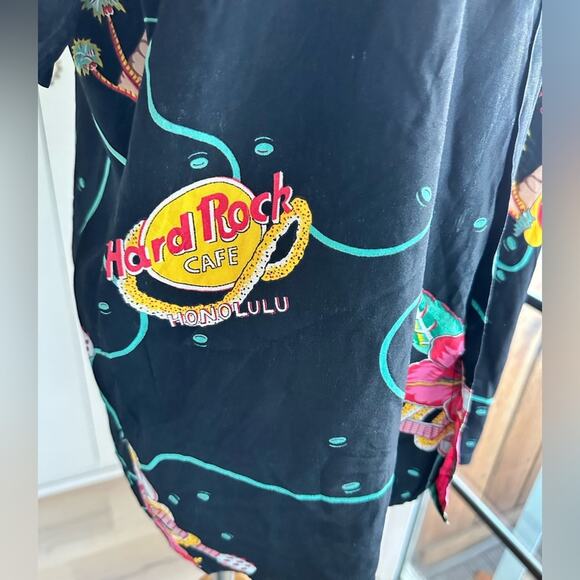 Vintage Hawaiian Shirt Hard Rock Cafe Honolulu Hawaii Xs Fit Retro Style - Picture 4 of 10